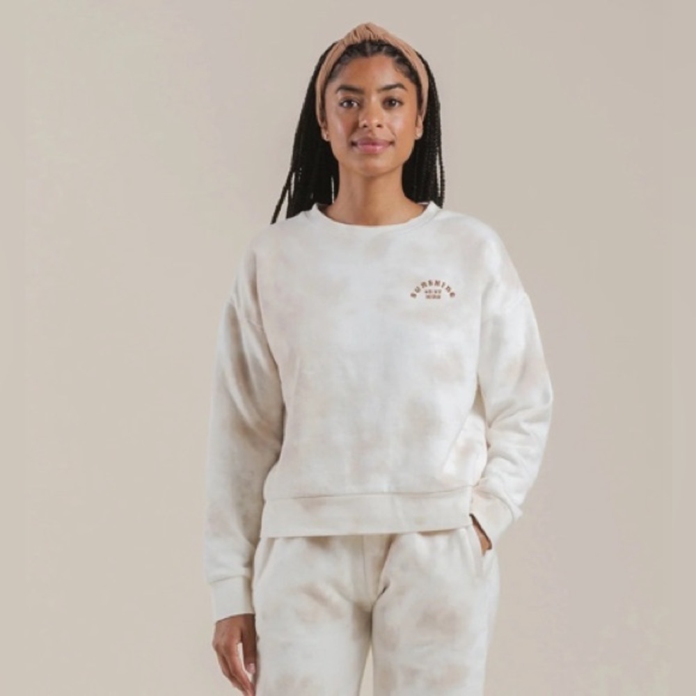 Rylee + Cru tie‎ dye crew neck sweatshirt in shell size XS sunshine on my mind